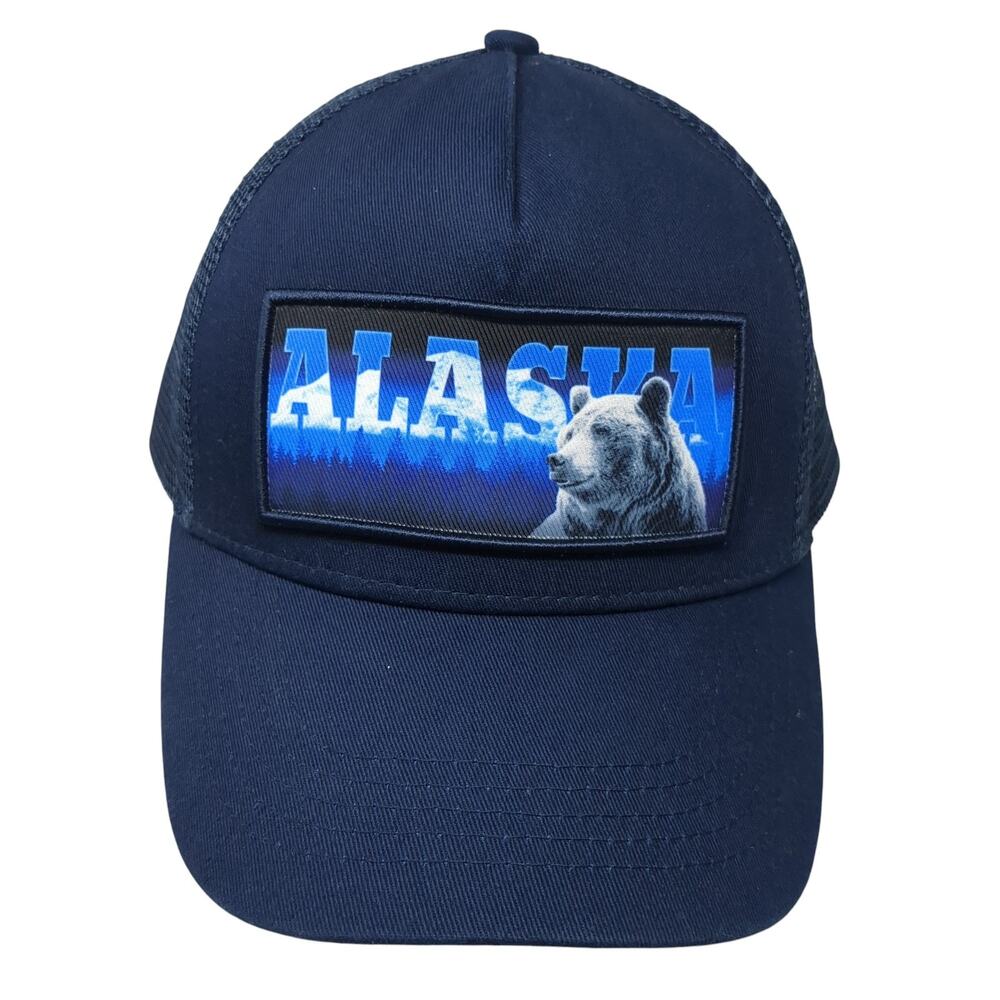 Alaska Snapback Trucker Hat Blue One Size Adjustable Mesh Back Alaska Outpost
